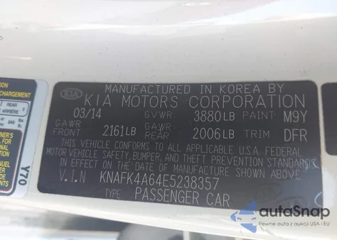 2014 Kia Forte Lx z USA, uszkodzony, nr VIN KNAFK4A64E5238357